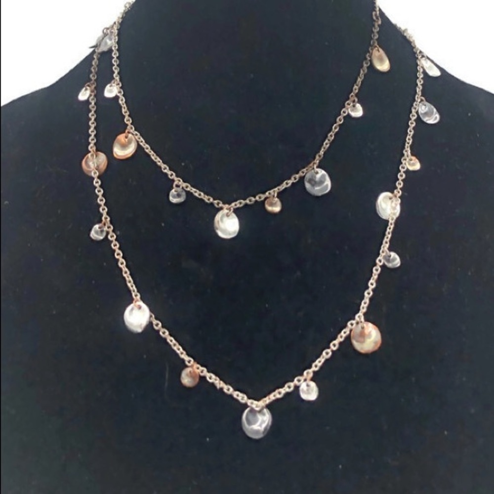 Etienne Aigner Long Multi-sized Disc Necklace
